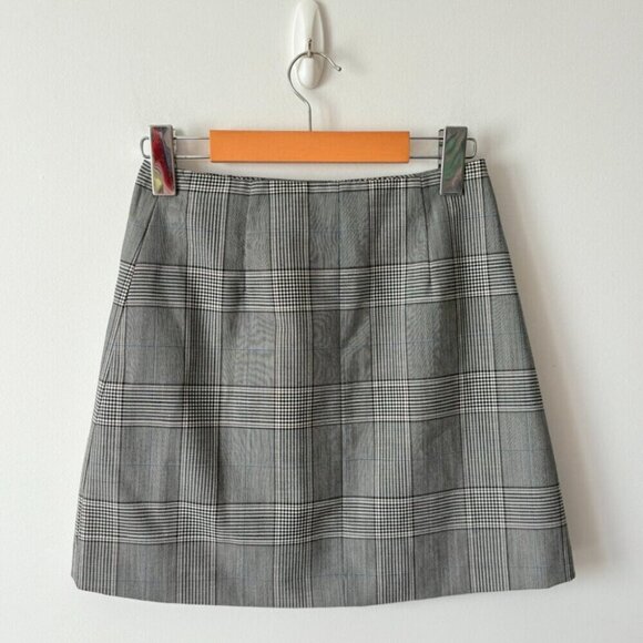 Aritzia Sunday Best Yuri Button Up Plaid Mini Grey Check Skirt Size 0 - Picture 4 of 6